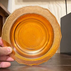 Federal Glass Co Normandie Iridescent Carnival Glass Bowl 6.5”